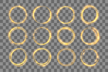 Wall Mural - award round bokeh circle transparent light glowing gold shine yellow ring glistering luxury effect a