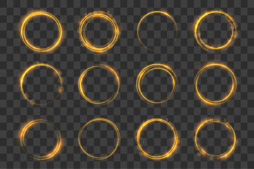 Wall Mural - circle transparent light glowing award round bokeh gold shine yellow ring glistering luxury effect a