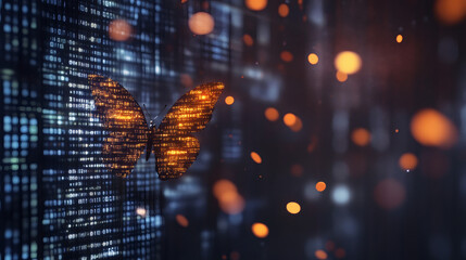 a digital butterfly emerging from a cocoon of binary code, the transformation and iterative progress