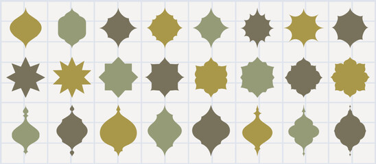 Wall Mural - geometric ornamental tile patterns, element vector set