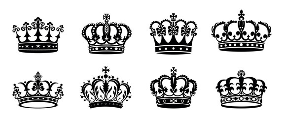 Wall Mural - elegant vintage crown collection isolated illustration, vector set