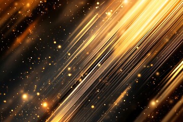Wall Mural - abstract gold and black diagonal light streaks background with sparkles.
