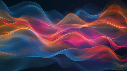 Wall Mural - big data cyber strings. 3d illustration of wavy lines in the information code field. cyber data stre