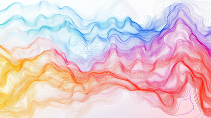 Wall Mural - big data cyber strings. 3d illustration of wavy lines in the information code field. cyber data stre