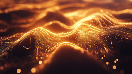 Wall Mural - data of crypto waves. 3d illustration of wavy lines in the information code field. data flow cyber c