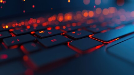 Illuminated computer keyboard close-up