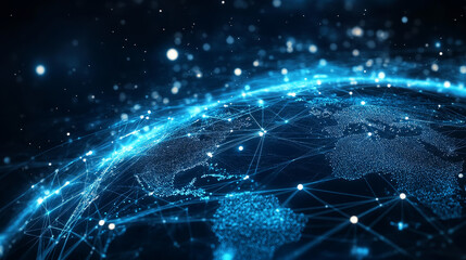 Wall Mural - wireless data transmission, high speed internet. information flow in abstract cyberspace. neural net