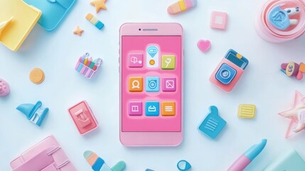 Playful Smartphone Displaying Colorful App Icons