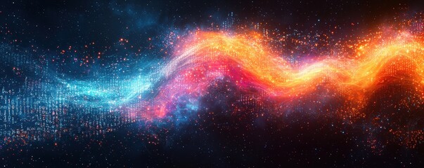 Wall Mural - abstract depiction of digital waves in vibrant colors and flowing patterns