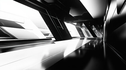 Wall Mural - abstract poster for high-tech interior. black-white design. border of light and shadow in polygonal 