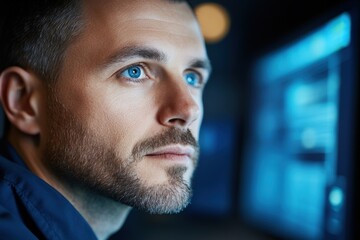 Man viewing screen