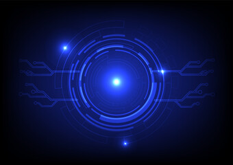 Wall Mural - blue circle technology abstract technology innovation concept vector background and glowing light wi