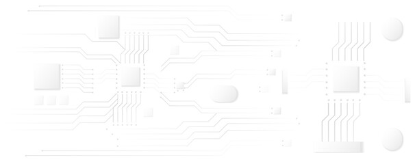 Wall Mural - back and white chip security circuit board electronic or electrical line engineering technology conc