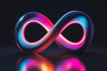 glowing infinity symbol on dark background.
