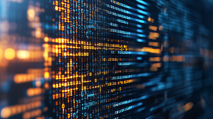 Wall Mural - digital data stream. big data metaverse. 3d illustration of network field of code strings