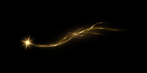 Wall Mural - golden comet with sparkling stars and dust. the magic of shining gold dust. fine, shiny dust bokeh