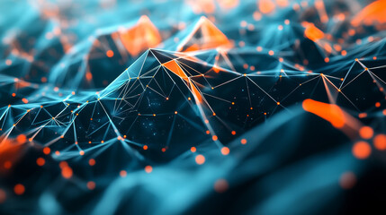 Wall Mural - high technologies, internet, blockchain, big data. digital contacts network, 3d illustration of poly