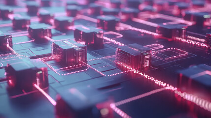 Wall Mural - big data, blockchain, hi tech. information flow, decentralized global database structure. 3d illustr
