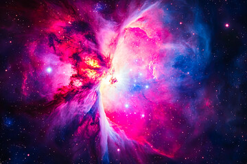 Wall Mural - Vibrant Pink and Blue Space Nebula