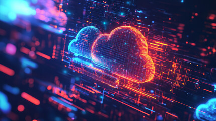Wall Mural - neural network and cloud technologies. global database and artificial intelligence. big data concept