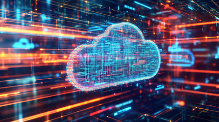 Wall Mural - neural network and cloud technologies. global database and artificial intelligence. big data concept