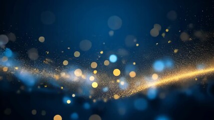 Wall Mural - abstract blue background with golden particles bokeh for celebration or luxury