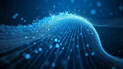 Wall Mural - abstract blue digital wave with sparkling particles and bokeh effects on dark background