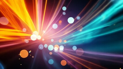Wall Mural - abstract colorful light streaks and bokeh effect on black background dynamic and vibrant