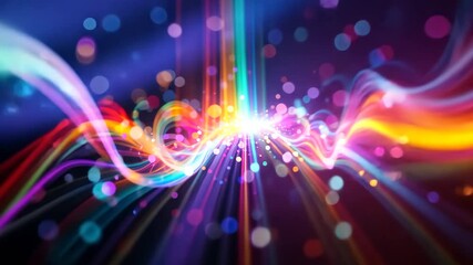 Wall Mural - abstract colorful light trails and bokeh on black background creating a dynamic visual display