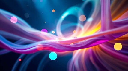 Wall Mural - abstract digital artwork featuring flowing colorful lines and soft bokeh effect