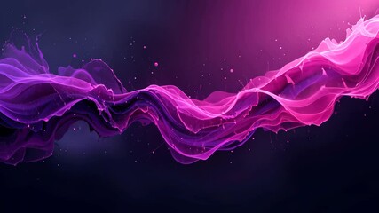 Wall Mural - Abstract Digital Artwork Featuring Wavy Flowing Purple And Pink Colors On Dark Background