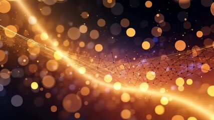 Wall Mural - abstract golden bokeh and light streaks on dark background with dynamic sparkling particles