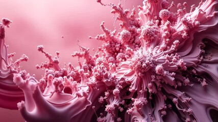 Wall Mural - abstract pink fractal composition featuring detailed textures and dynamic flowing shapes in a surrea