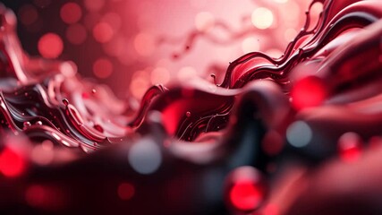 Wall Mural - abstract red liquid wave with blurred bokeh background illustrating dynamic motion and flow