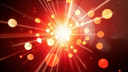 Wall Mural - abstract red light tunnel with bright flares and dynamic bokeh effect