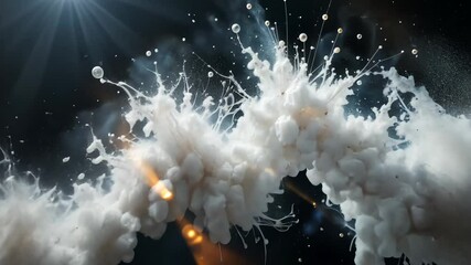 Wall Mural - Abstract Render Of White Smoke Bursting With Flare And Particle Effects