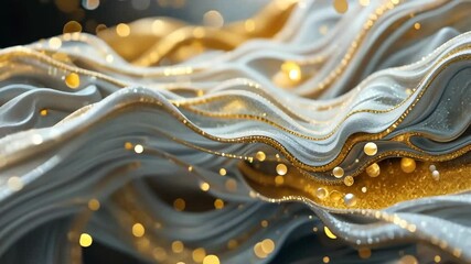 Wall Mural - abstract wavy gold and silver design with bokeh effect and shimmering light