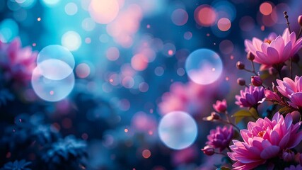 Wall Mural - close-up of pink flowers with bokeh in a dreamy nature background