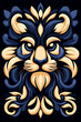 © Mohan - Ornate lion head, stylized floral design