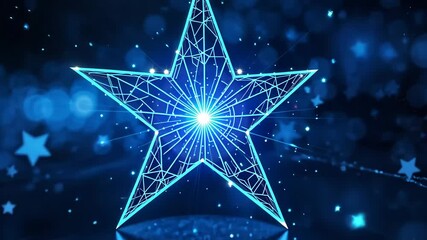 Wall Mural - Glowing Blue Star Shape With Bokeh Background for Festive Holiday Design
