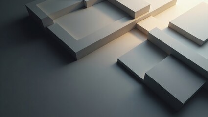 Aufkleber - An abstract architectural design made of geometric blocks, casting dramatic shadows. This modern, minimalistic composition highlights the play of light and form