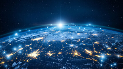 Wall Mural - big data. business and digital technologies. data flow in a secure system. wireless systems, globali