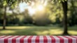 © SSTC AI Photo&Video - Outdoor picnic scene with red checkered tablecloth sunny park setting relaxing ambiance nature view inviting gatherings