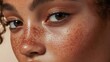 © supardi - Close-up Portrait of a Woman's Face with Freckles and Brown Eyes