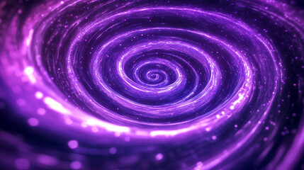 Purple curved neon rays and glowing lines. Speed of light. A fantastic whirlwind of threads of space and time. 3D illustration smooth astronomical vortex structure