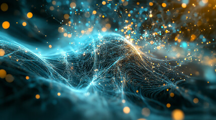 Wall Mural - digital planet. information technology of the future. research in the field of nanotechnology. 3d il