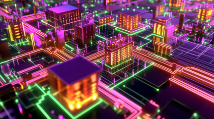 Blockchain Internet technologies. Binary code big data. Information technology, digital data stream. Data analysis. Quantum computer concept. 3D illustration of circuit