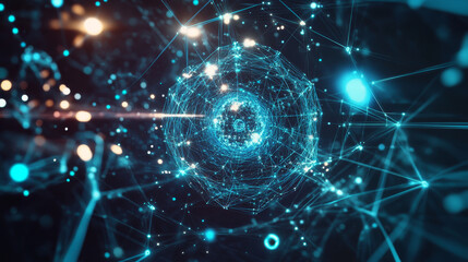 Wall Mural - nanocomputer. atom, structure and research. artificial intelligence and scientific discoveries. 3d i