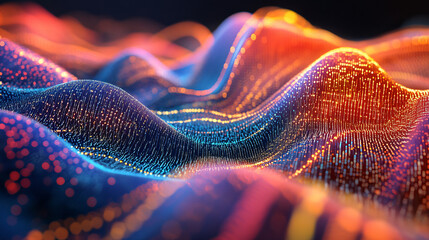Wall Mural - binary code, digital data field, information flow. 3d illustration of ones and zeros, tech backgroun