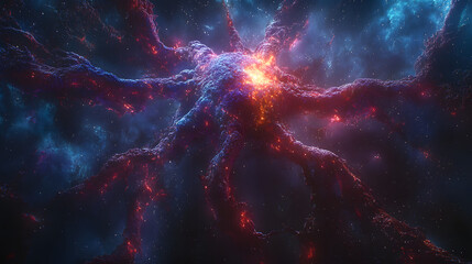 Wall Mural - Nebula Cosmic Explosion: A breathtaking depiction of a vibrant nebula exploding with celestial energy, showcasing vivid colors and cosmic patterns in a photorealistic display.